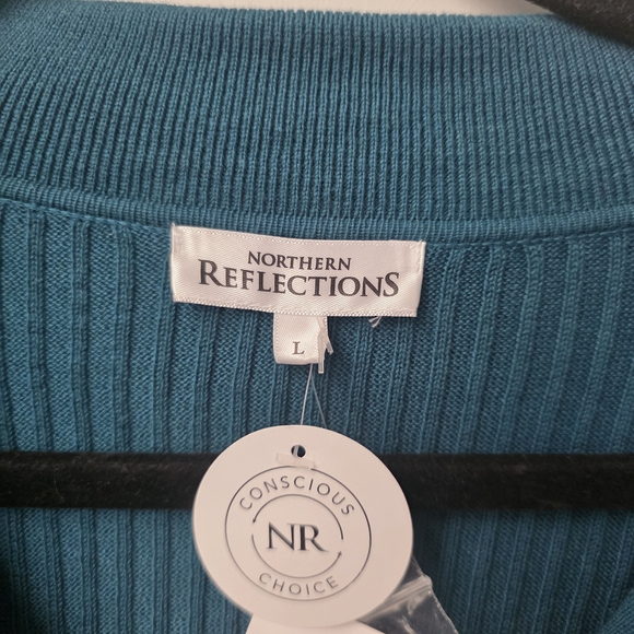 Northern Reflections Blue Ribbed Button-Down Shirt NWT - Picture 2 of 7